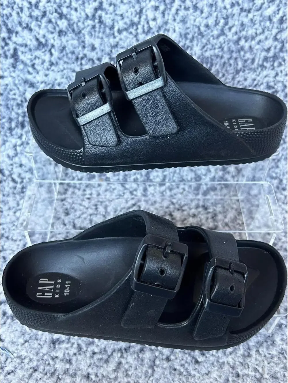 Gap Kids Buckle Slide-On Sandals 10/11 black New